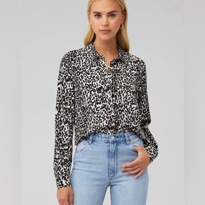 NWT Pistola “Into the Wild” Leopard Print Blouse Small Button Front Top